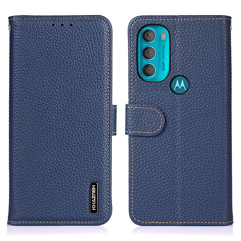 Funda de Cuero Cartera con Soporte Carcasa B01H para Motorola Moto G71 5G Azul