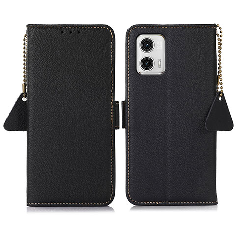 Funda de Cuero Cartera con Soporte Carcasa B01H para Motorola Moto G73 5G Negro