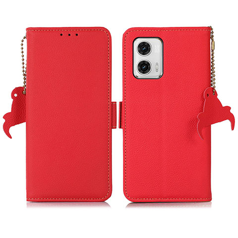 Funda de Cuero Cartera con Soporte Carcasa B01H para Motorola Moto G73 5G Rojo