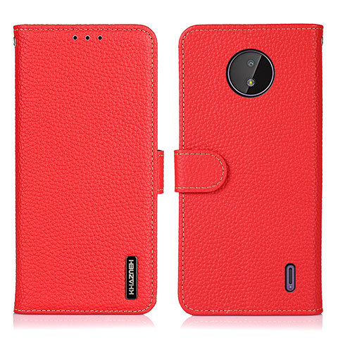 Funda de Cuero Cartera con Soporte Carcasa B01H para Nokia C10 Rojo