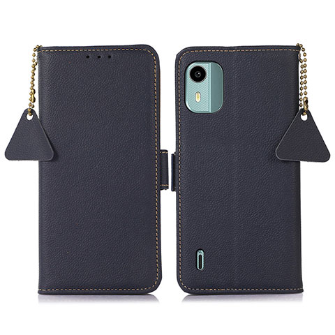 Funda de Cuero Cartera con Soporte Carcasa B01H para Nokia C12 Azul