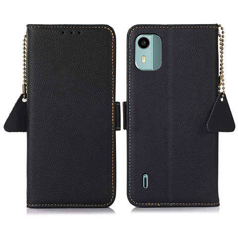 Funda de Cuero Cartera con Soporte Carcasa B01H para Nokia C12 Negro