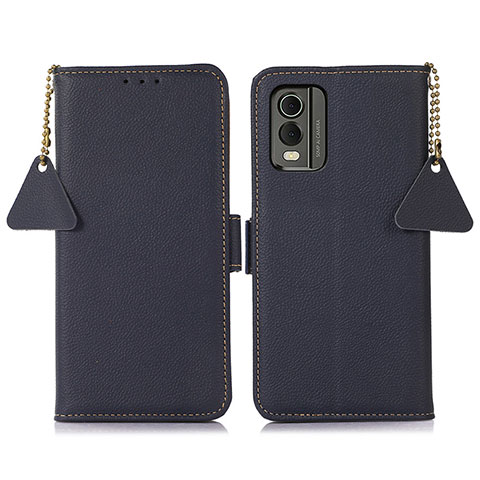 Funda de Cuero Cartera con Soporte Carcasa B01H para Nokia C210 Azul