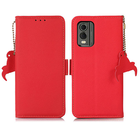 Funda de Cuero Cartera con Soporte Carcasa B01H para Nokia C210 Rojo