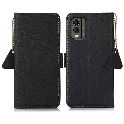 Funda de Cuero Cartera con Soporte Carcasa B01H para Nokia C32 Negro