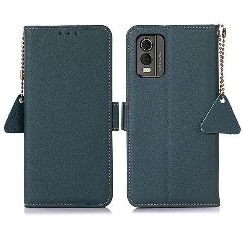 Funda de Cuero Cartera con Soporte Carcasa B01H para Nokia C32 Verde