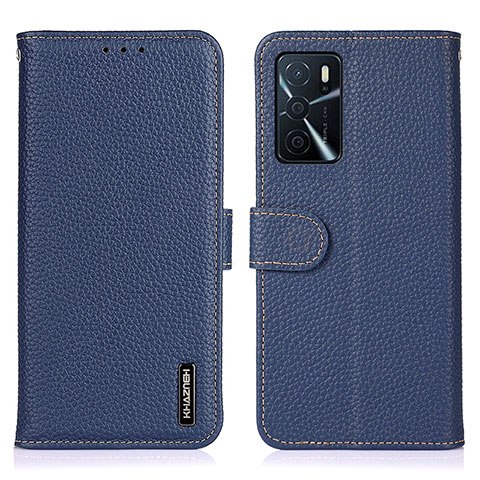 Funda de Cuero Cartera con Soporte Carcasa B01H para Oppo A16 Azul