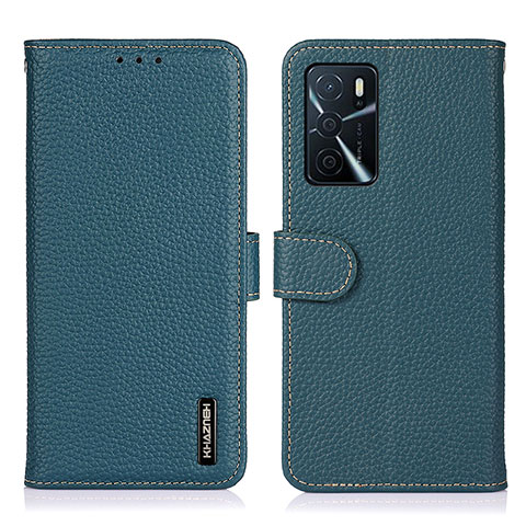 Funda de Cuero Cartera con Soporte Carcasa B01H para Oppo A16 Verde