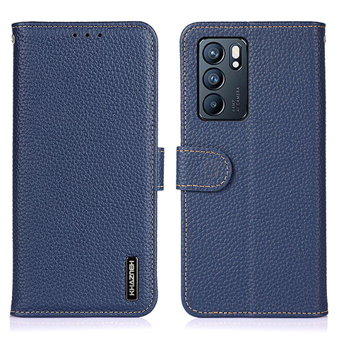 Funda de Cuero Cartera con Soporte Carcasa B01H para Oppo Reno6 5G Azul