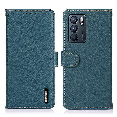 Funda de Cuero Cartera con Soporte Carcasa B01H para Oppo Reno6 5G Verde