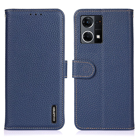 Funda de Cuero Cartera con Soporte Carcasa B01H para Oppo Reno8 4G Azul