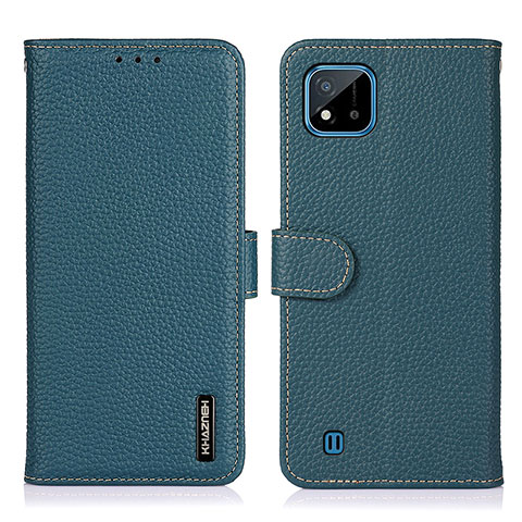 Funda de Cuero Cartera con Soporte Carcasa B01H para Realme C11 (2021) Verde