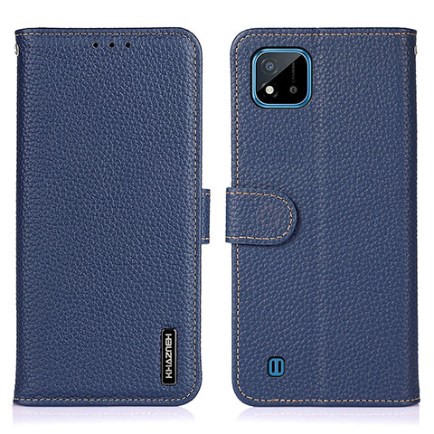 Funda de Cuero Cartera con Soporte Carcasa B01H para Realme C20A Azul