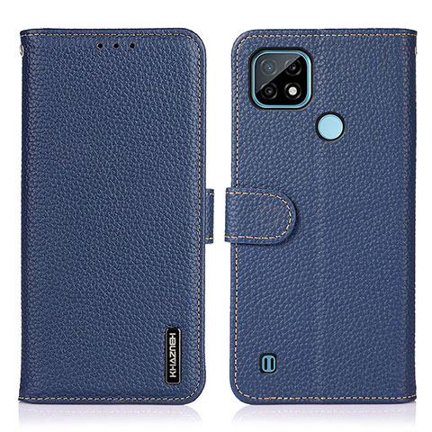 Funda de Cuero Cartera con Soporte Carcasa B01H para Realme C21 Azul