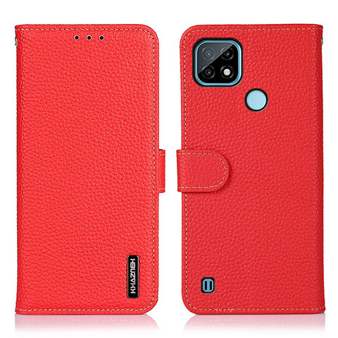 Funda de Cuero Cartera con Soporte Carcasa B01H para Realme C21 Rojo