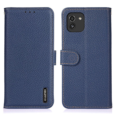 Funda de Cuero Cartera con Soporte Carcasa B01H para Samsung Galaxy A03 Azul