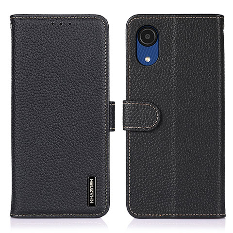 Funda de Cuero Cartera con Soporte Carcasa B01H para Samsung Galaxy A03 Core Negro