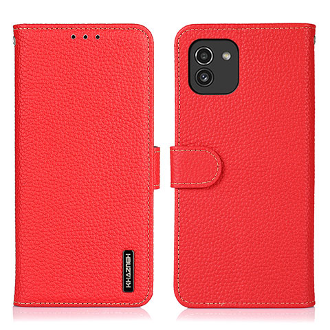 Funda de Cuero Cartera con Soporte Carcasa B01H para Samsung Galaxy A03 Rojo