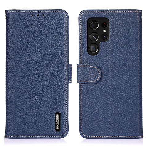 Funda de Cuero Cartera con Soporte Carcasa B01H para Samsung Galaxy S22 Ultra 5G Azul