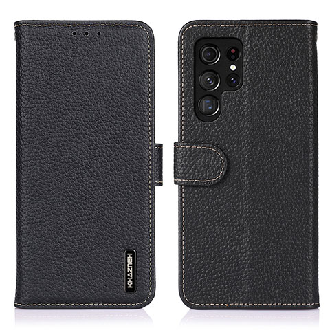 Funda de Cuero Cartera con Soporte Carcasa B01H para Samsung Galaxy S22 Ultra 5G Negro