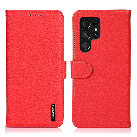 Funda de Cuero Cartera con Soporte Carcasa B01H para Samsung Galaxy S24 Ultra 5G Rojo