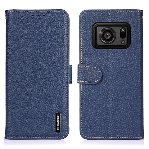 Funda de Cuero Cartera con Soporte Carcasa B01H para Sharp Aquos R6 Azul