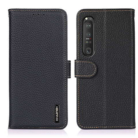 Funda de Cuero Cartera con Soporte Carcasa B01H para Sony Xperia 1 III Negro