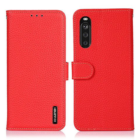 Funda de Cuero Cartera con Soporte Carcasa B01H para Sony Xperia 10 III SO-52B Rojo