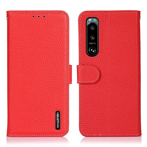 Funda de Cuero Cartera con Soporte Carcasa B01H para Sony Xperia 5 III Rojo