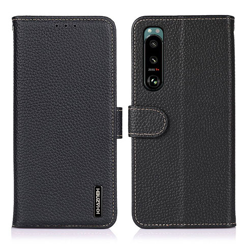 Funda de Cuero Cartera con Soporte Carcasa B01H para Sony Xperia 5 III SO-53B Negro