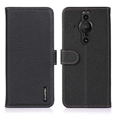 Funda de Cuero Cartera con Soporte Carcasa B01H para Sony Xperia PRO-I Negro