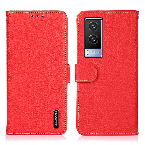 Funda de Cuero Cartera con Soporte Carcasa B01H para Vivo V21e 5G Rojo