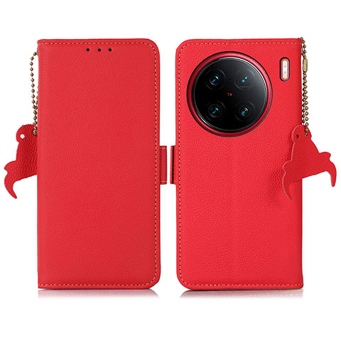 Funda de Cuero Cartera con Soporte Carcasa B01H para Vivo X90 Pro 5G Rojo