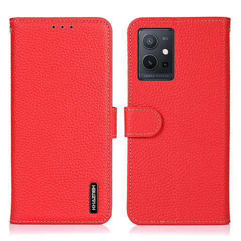 Funda de Cuero Cartera con Soporte Carcasa B01H para Vivo Y52t 5G Rojo