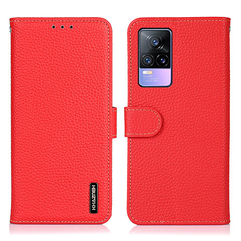 Funda de Cuero Cartera con Soporte Carcasa B01H para Vivo Y73 (2021) Rojo