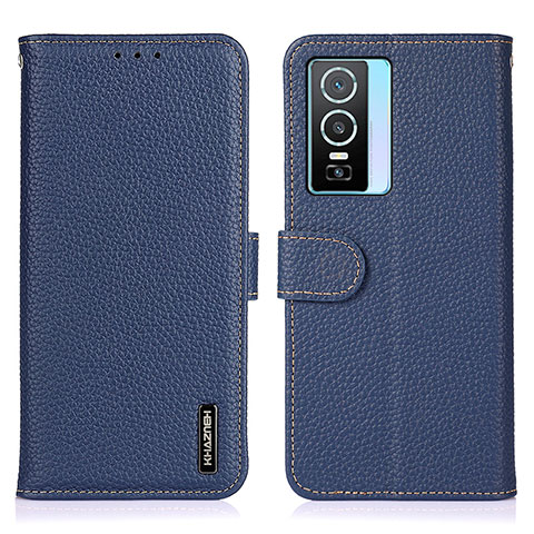 Funda de Cuero Cartera con Soporte Carcasa B01H para Vivo Y74s 5G Azul