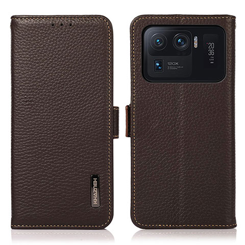 Funda de Cuero Cartera con Soporte Carcasa B01H para Xiaomi Mi 11 Ultra 5G Marron