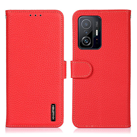 Funda de Cuero Cartera con Soporte Carcasa B01H para Xiaomi Mi 11T 5G Rojo