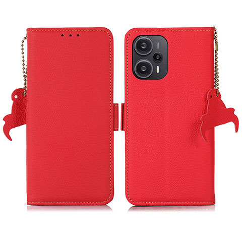 Funda de Cuero Cartera con Soporte Carcasa B01H para Xiaomi Poco F5 5G Rojo