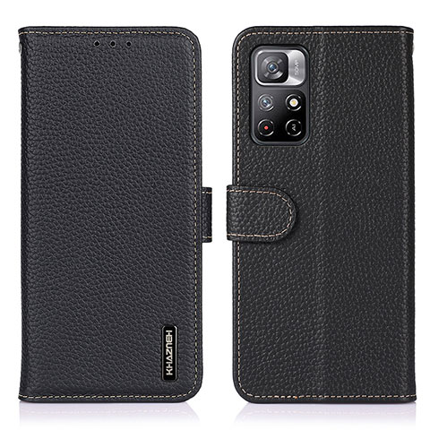 Funda de Cuero Cartera con Soporte Carcasa B01H para Xiaomi Poco M4 Pro 5G Negro