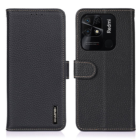 Funda de Cuero Cartera con Soporte Carcasa B01H para Xiaomi Redmi 10 Power Negro