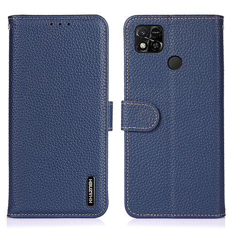 Funda de Cuero Cartera con Soporte Carcasa B01H para Xiaomi Redmi 9 Activ Azul