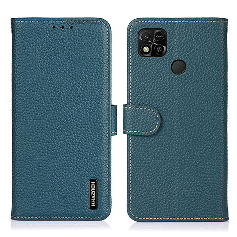 Funda de Cuero Cartera con Soporte Carcasa B01H para Xiaomi Redmi 9 Activ Verde