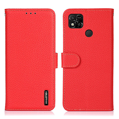 Funda de Cuero Cartera con Soporte Carcasa B01H para Xiaomi Redmi 9C NFC Rojo