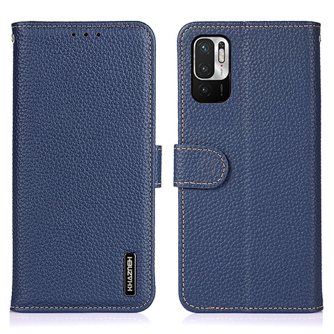 Funda de Cuero Cartera con Soporte Carcasa B01H para Xiaomi Redmi Note 10 JE 5G Azul