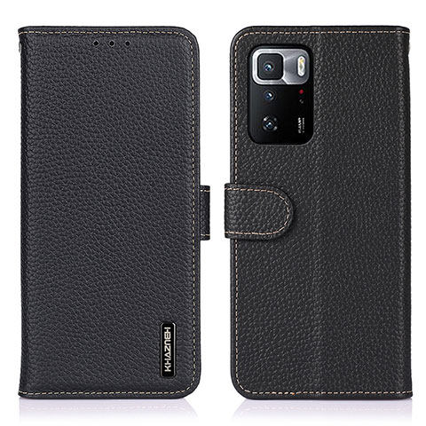 Funda de Cuero Cartera con Soporte Carcasa B01H para Xiaomi Redmi Note 10 Pro 5G Negro