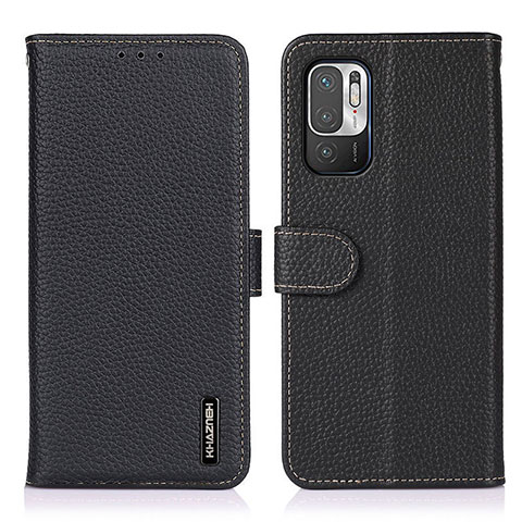 Funda de Cuero Cartera con Soporte Carcasa B01H para Xiaomi Redmi Note 10T 5G Negro