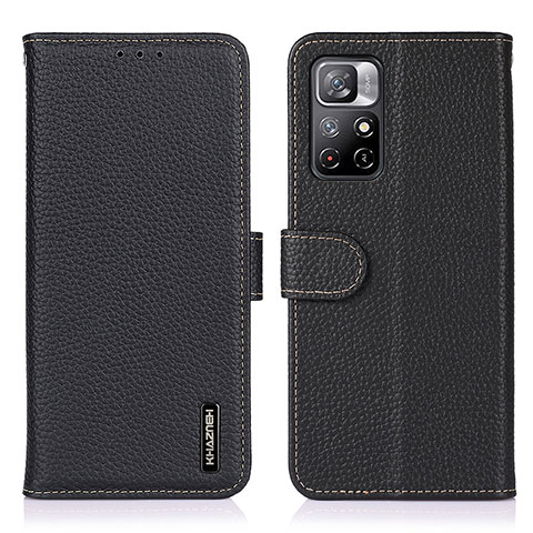 Funda de Cuero Cartera con Soporte Carcasa B01H para Xiaomi Redmi Note 11 5G Negro