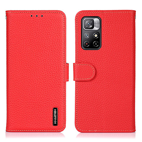 Funda de Cuero Cartera con Soporte Carcasa B01H para Xiaomi Redmi Note 11T 5G Rojo