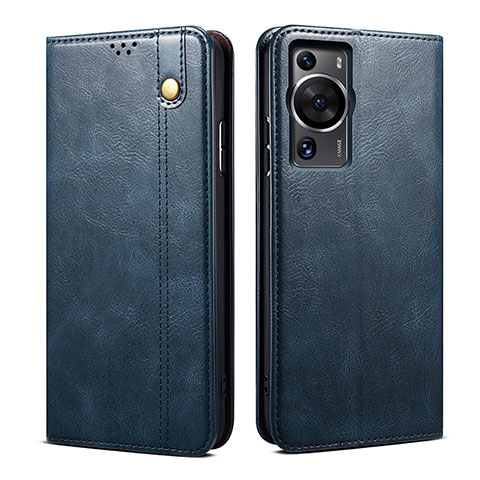 Funda de Cuero Cartera con Soporte Carcasa B01S para Huawei P60 Azul